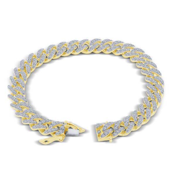 10K YELLOW GOLD 7.52 CtW DIAMOND Men's Bracelet