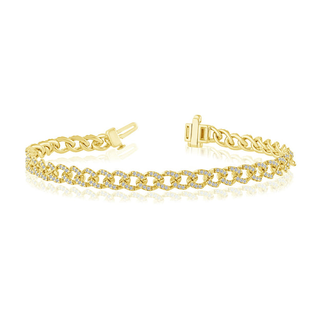 10k Yellow Gold 1.00 ctw Cuban Link Diamond Bracelet