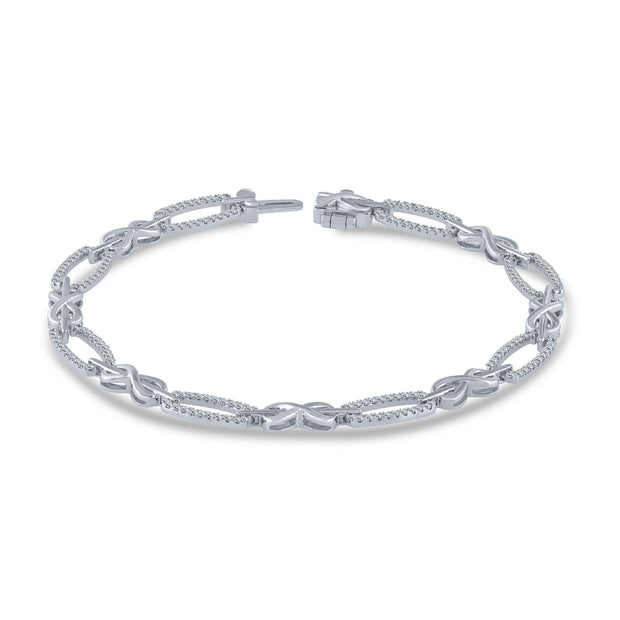 Silver 0.19 Ctw Diamond Infinity Bracelet