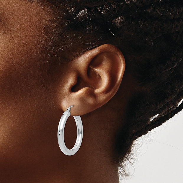 4mm Gold Tube Hoop Earrings