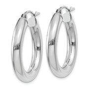 14K White Gold Polished 4mm Lightweight Tube Hoop Earrings