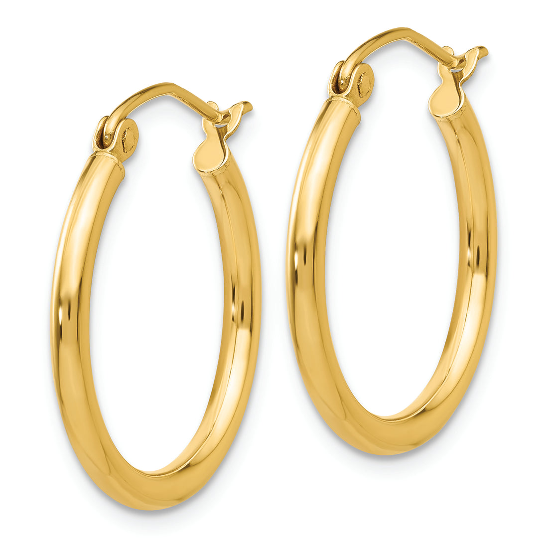 14K Polished 2X20mm Lightweight Tube Hoop Earrings