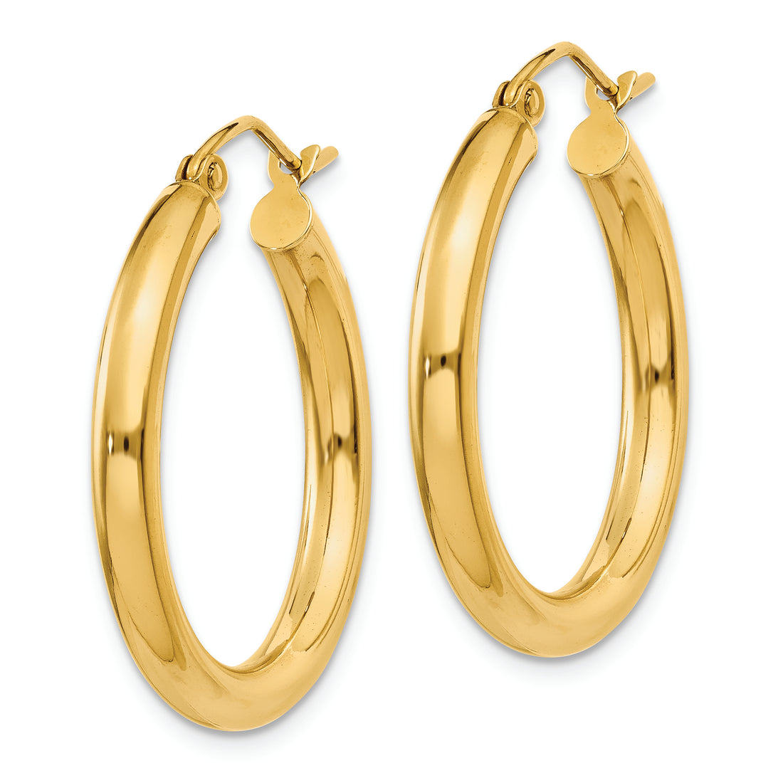 14K Polished 3mm Tube Hoop Earrings