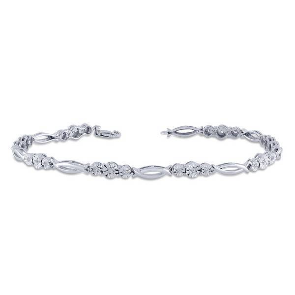 10K WHITE GOLD 0.24 CtW Diamond Illusion Bracelet