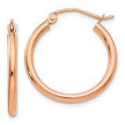 14k Rose Gold Polished 2mm Lightweight Tube Hoop Earrings