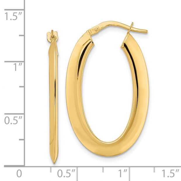14K  Polished Oval Hoop Earrings