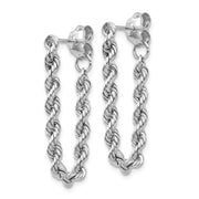 14K White Gold Rope Dangle Post Earring