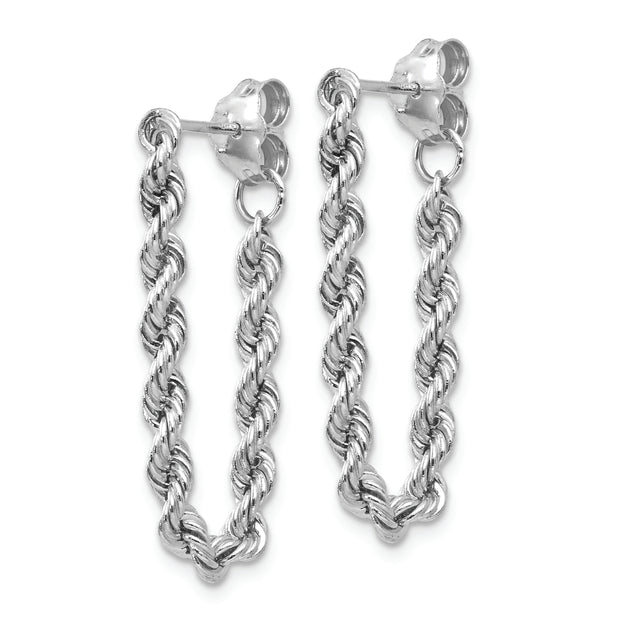 14K White Gold Rope Dangle Post Earring