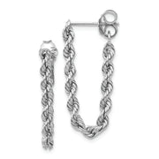 14K White Gold Rope Dangle Post Earring