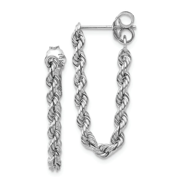 14K White Gold Rope Dangle Post Earring