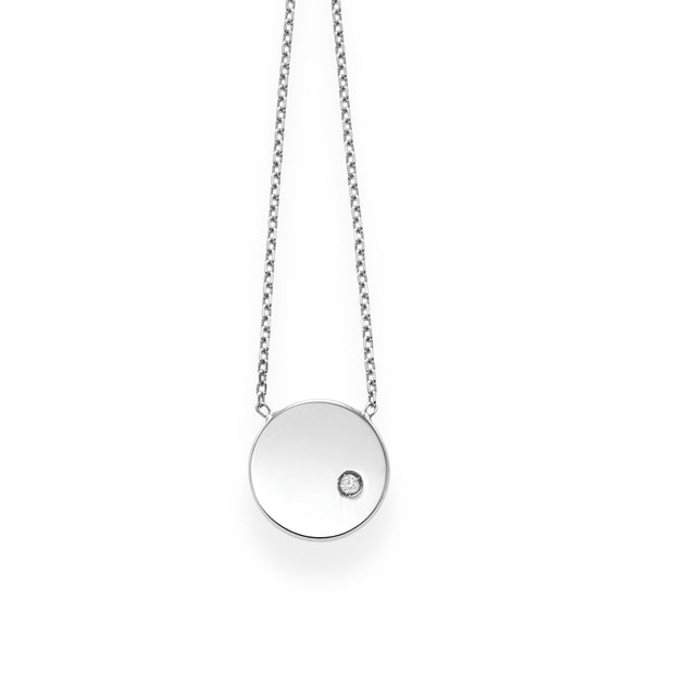 14K Gold Polished SOHO Disc Diamond Necklace