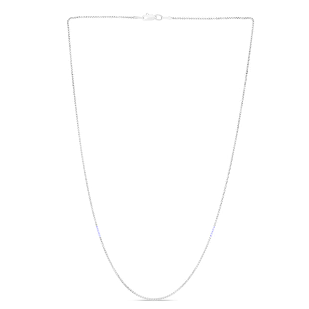 14K white Gold 1.2mm 20in Round Wheat Chain
