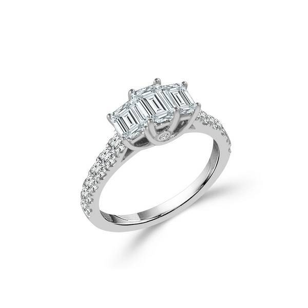 14K White Gold 1.50 ctw 3 Stone Diamond Ring