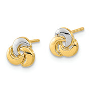 14K Polished White Rhodium Knot Post Earrings