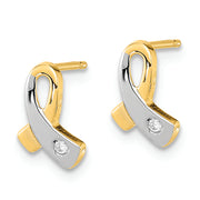 14K Two Tone Gold Awareness Post Earrings