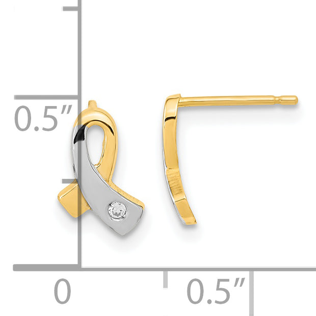 14K Two Tone Gold Awareness Post Earrings