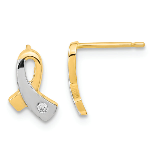 14K Two Tone Gold Awareness Post Earrings