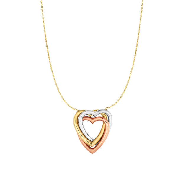 10K yellow Gold Triple Heart Necklace