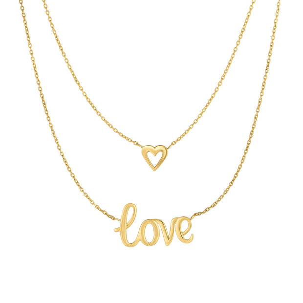 10K 17In yellow Gold Multi Layered Love Necklace