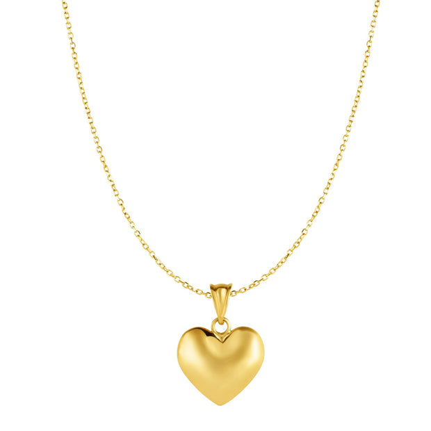 10K yellow gold Gold Puffy Heart Necklace