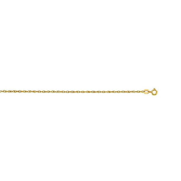 10K Gold 1.0mm Machine Rope Chain Carded
